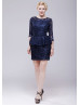 Navy Blue Lace Over Mother Of The Bride Dress 
